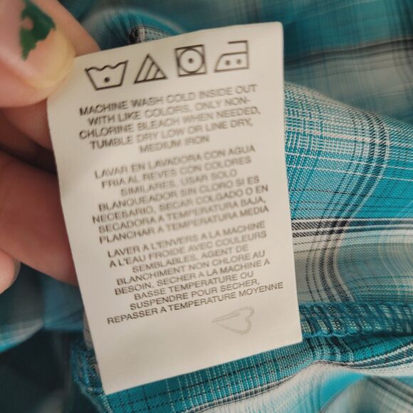 Wrangler size 4XL snap button front shirt top plaid blue pockets collar - Picture 11 of 12